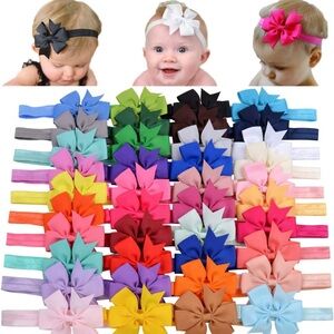 40pcs Baby Girls Grosgrain Ribbon Bows Headbands 3" Hair Band Hair Accessories